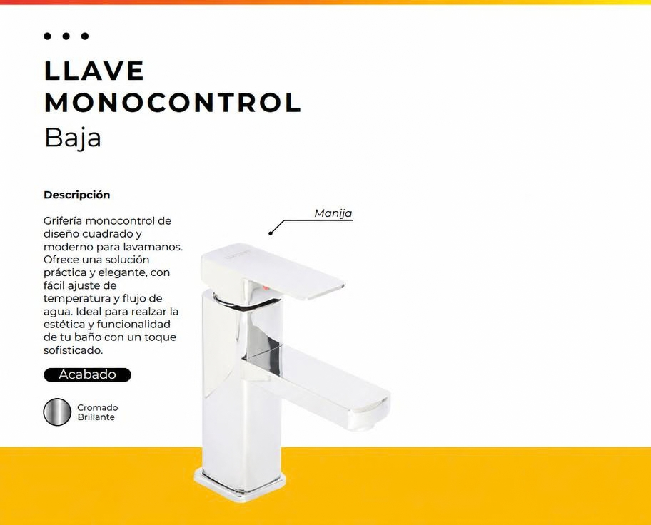 [IM-002] JG-08 LLAVE MONOCONTROL BAJA CROMADA