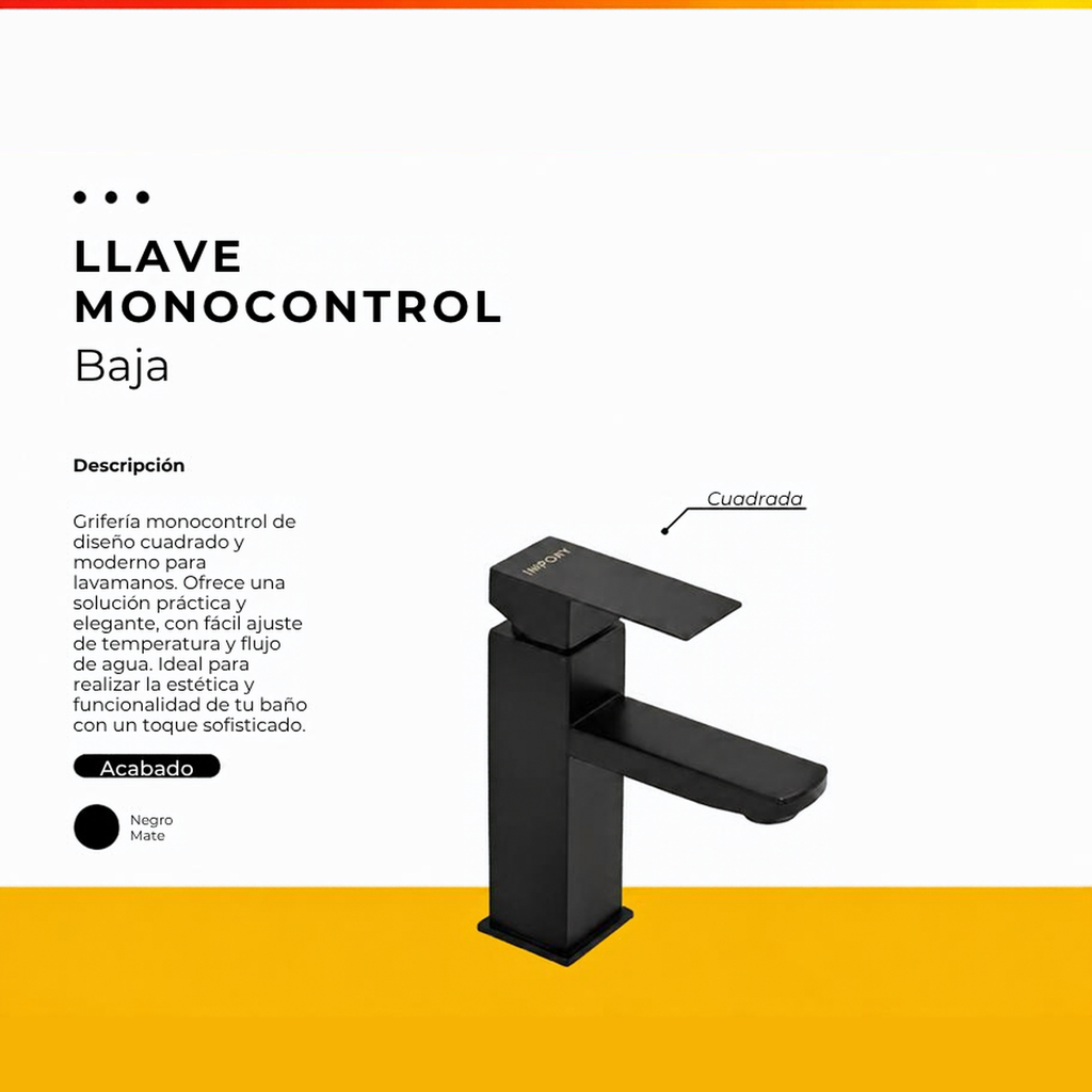 JG-25 LLAVE MONOCONTROL BAJA NEGRA