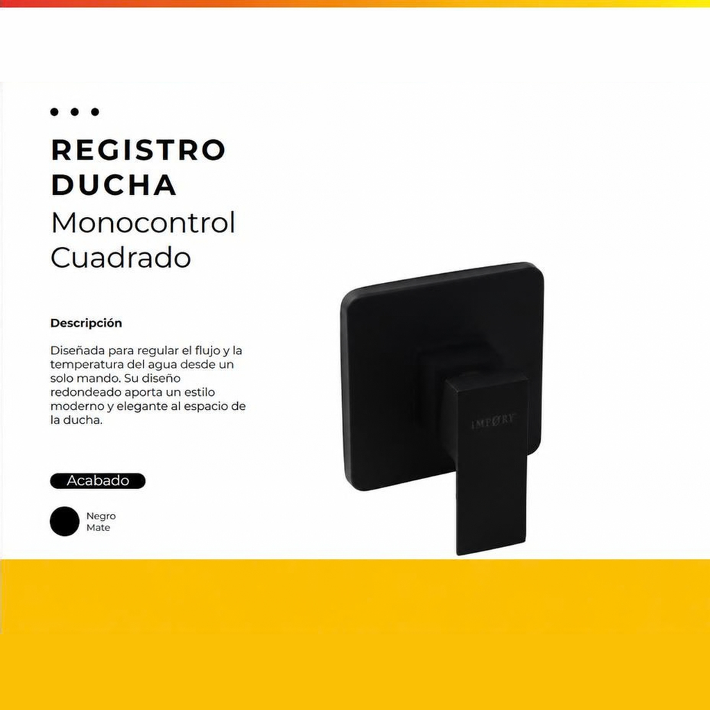 JG-73 REGISTRO DUCHA MONOCONTROL CUADRADO NEGRO