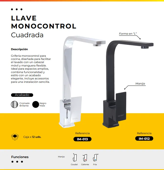 [IM-012] JGA20 LLAVE MONOCONTROL CUADRADA NEGRA
