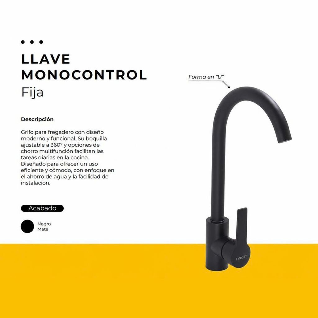 [IM-014] JGA22N LLAVE MONOCONTROL FIJA MESON NEGRA