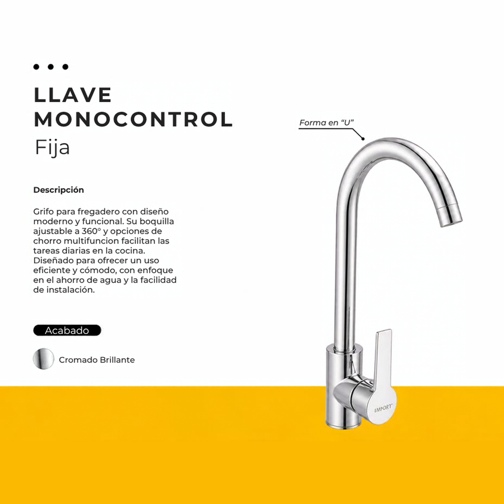[IM-015] JGA22C LLAVE MONOCONTROL FIJA MESON CROMADA
