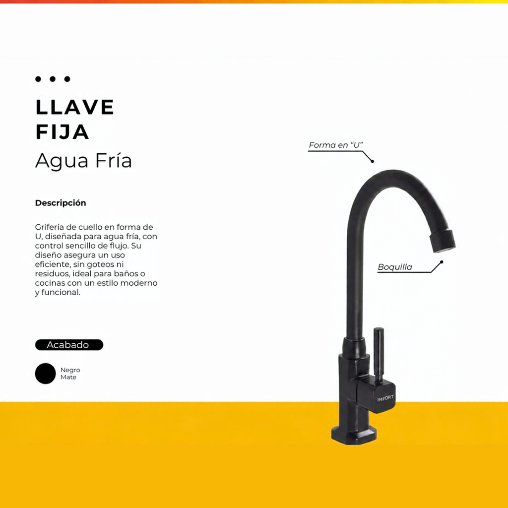 JGA36 LLAVE FIJA NEGRA CUADRADA AGUA FRIA