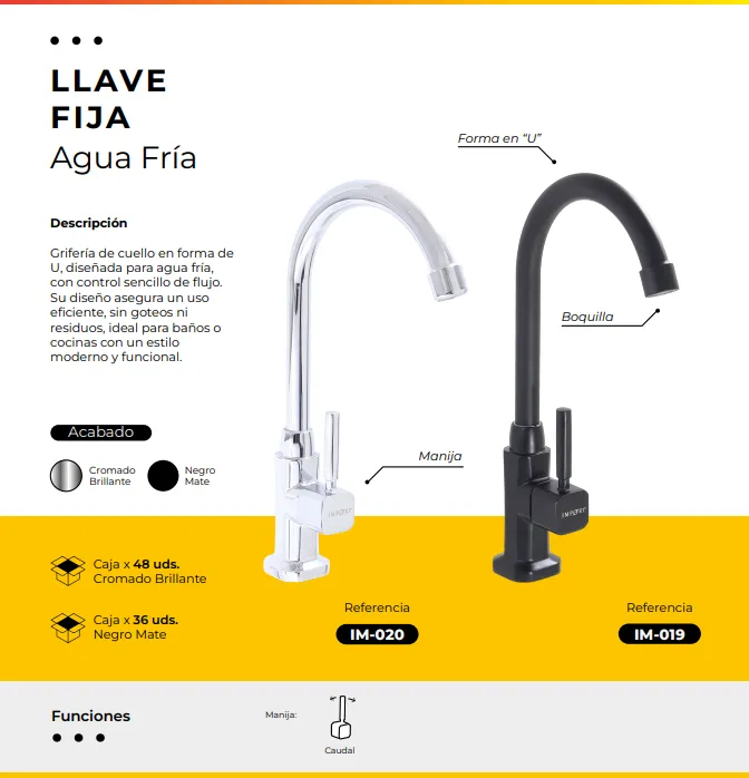 [IM-020] JGA37 LLAVE FIJA CROMADA AGUA FRIA