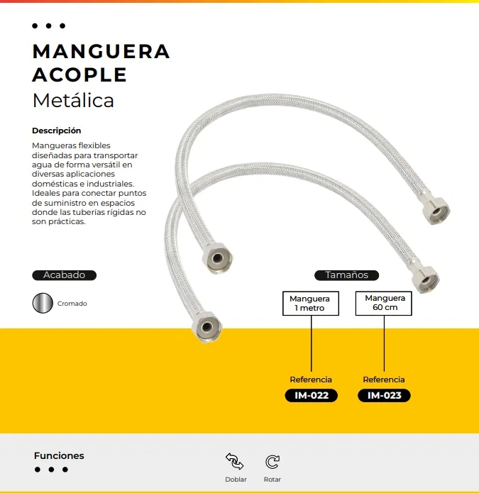 [IM-023] JGA38 MANGUERA ACOPLE FLEXIBLE DE 60CM