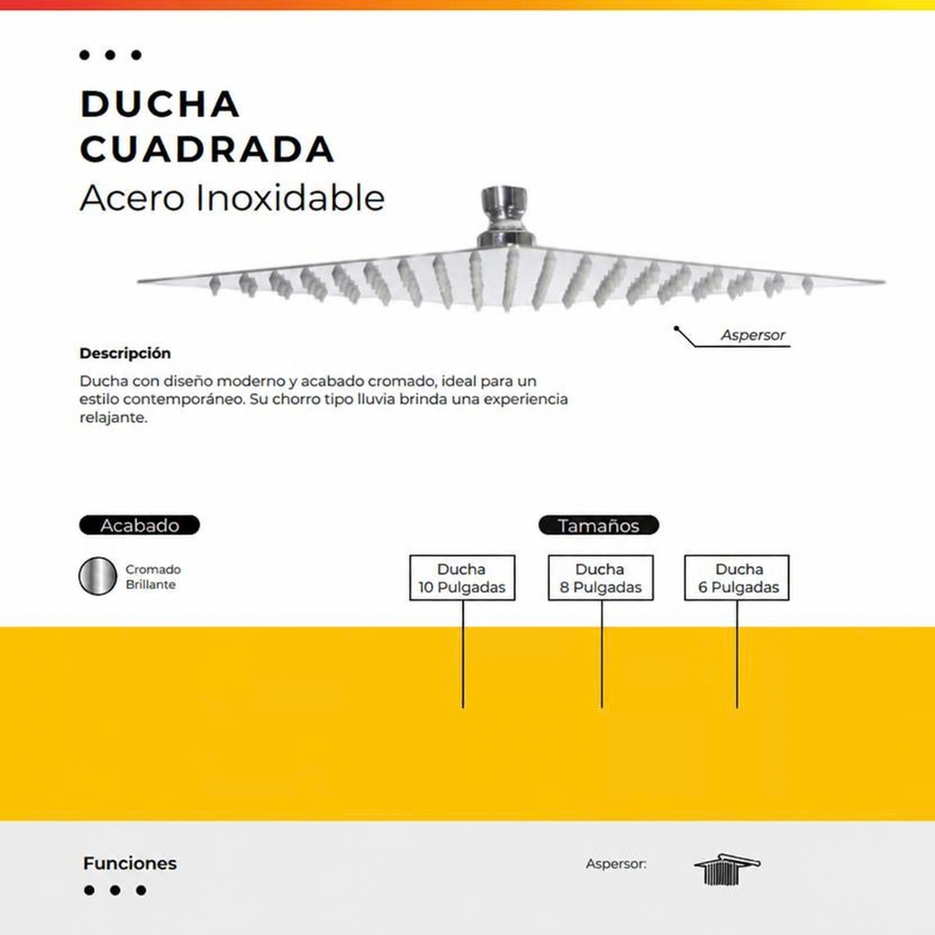[IM-040] JG96 DUCHA CROMADA 6" CUADRADA DE LUJO