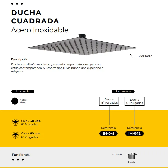 [IM-041] JGA-5 DUCHA NEGRA 8 CUADRADA DE LUJO