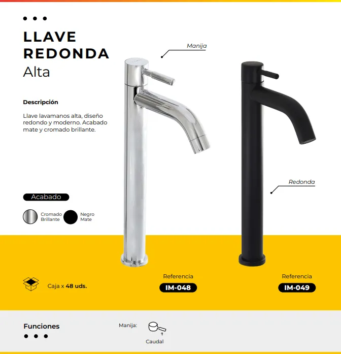 [IM-048] JGA-24C LLAVE LAVAMANOS ALTA REDONDA CROMADA