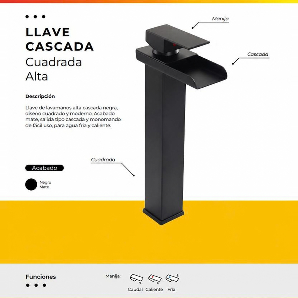 [IM-050] JGA-12A LLAVE LAVAMANOS MONOCONTROL ALTA CASCADA CUADRADA N