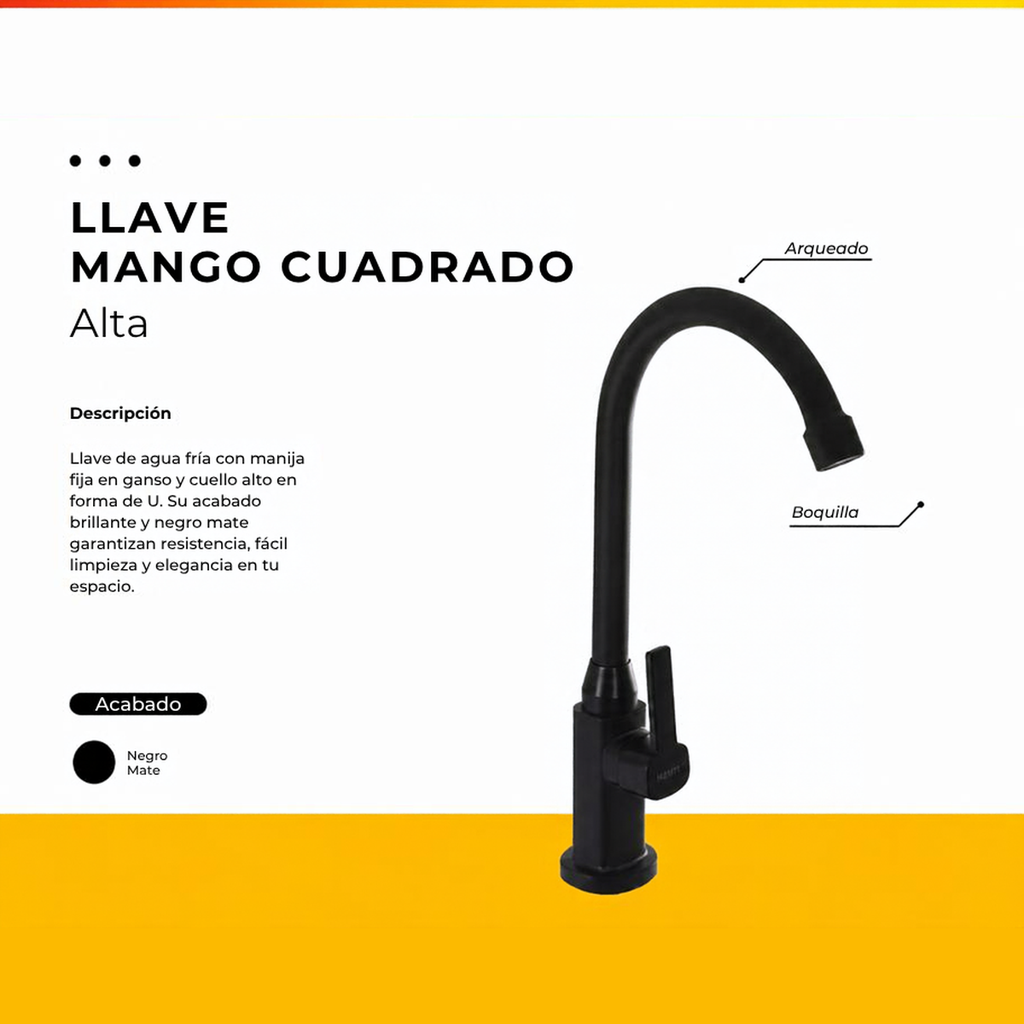 [IM-052] JGA-41N LLAVE AGUA FRIA NEGRA MANGO CUADRADO
