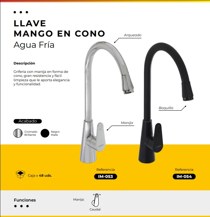 [IM-053] JGA-42C LLAVE AGUA FRIA MANGO EN CONO CROMADA