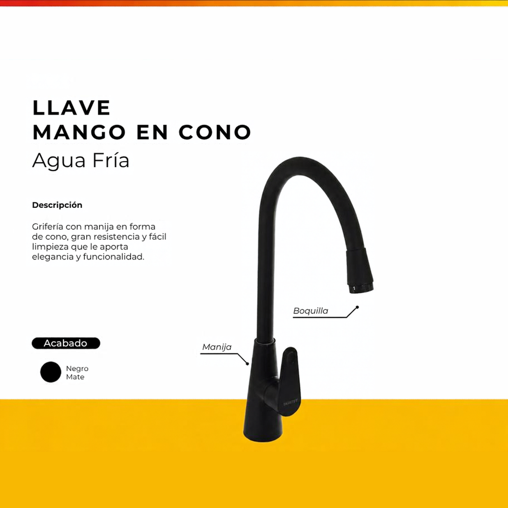 [IM-053] JGA-42C LLAVE AGUA FRIA MANGO EN CONO CROMADA