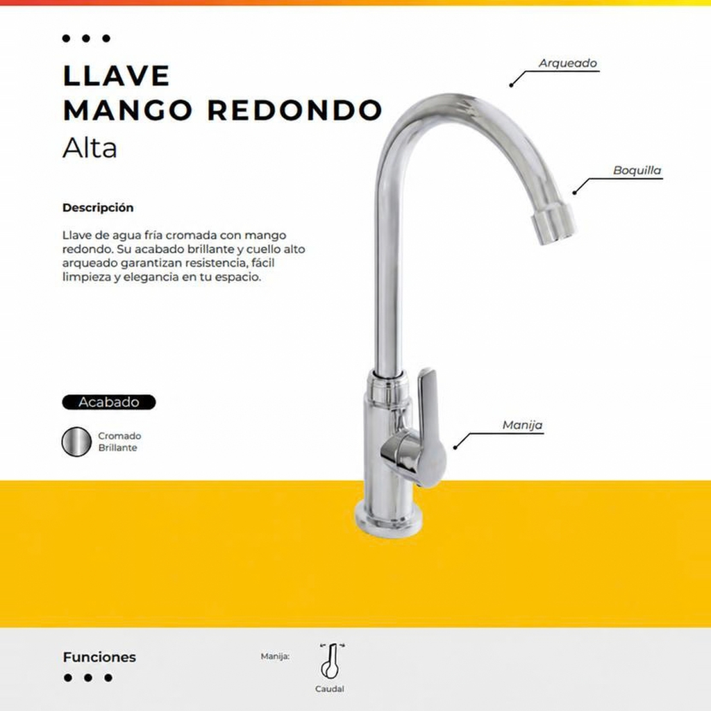 [IM-056] JGA-51C LLAVE AGUA FRIA MANGO REDONDO CROMADO