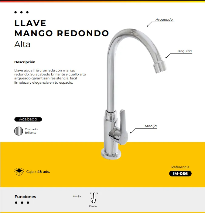 [IM-056] JGA-51C LLAVE AGUA FRIA MANGO REDONDO CROMADO
