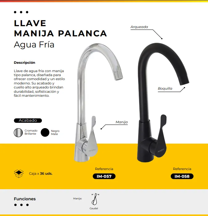 [IM-058] JGA-43N LLAVE AGUA FRIA MANIJA PALANCA NEGRA