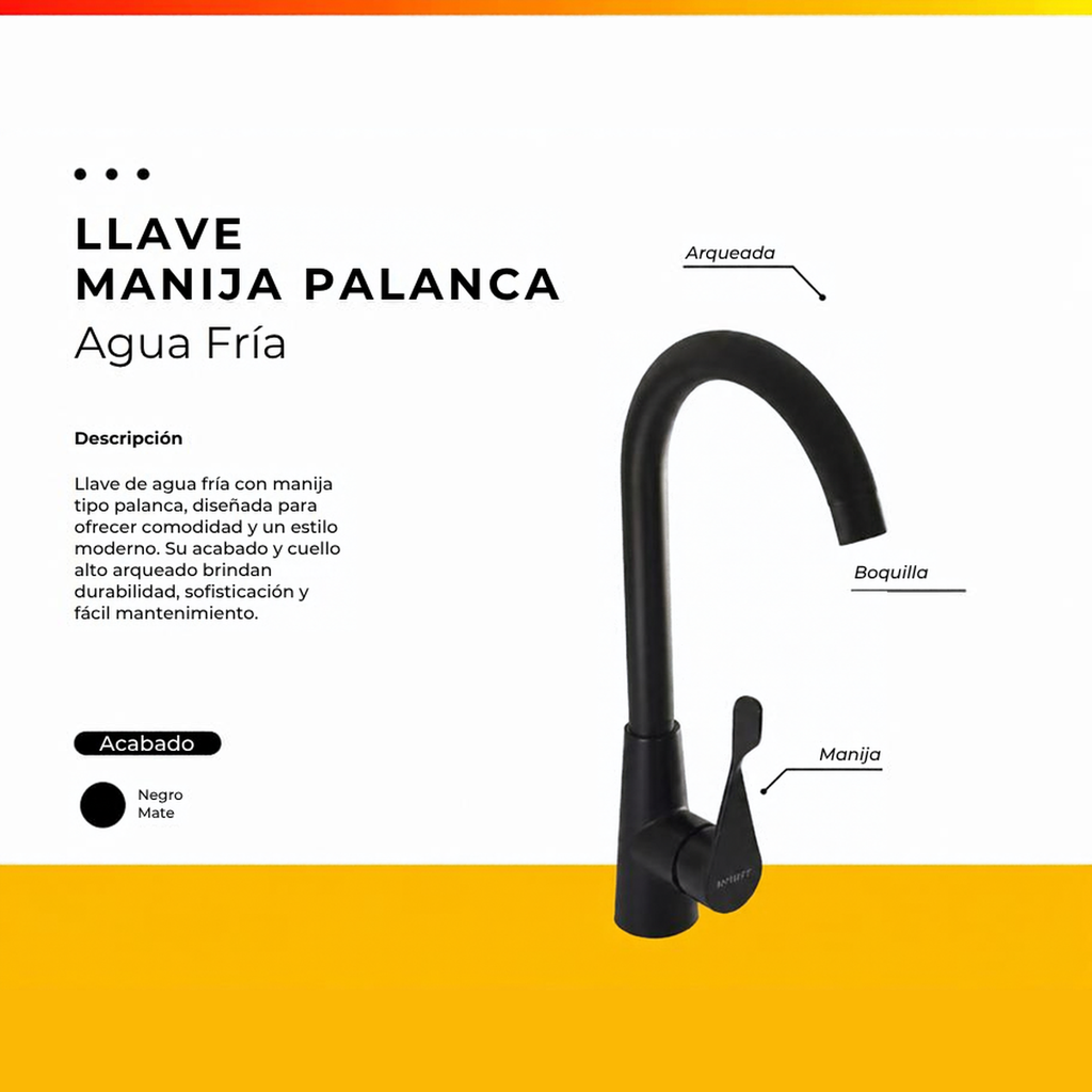 JGA-43N LLAVE AGUA FRIA MANIJA PALANCA NEGRA
