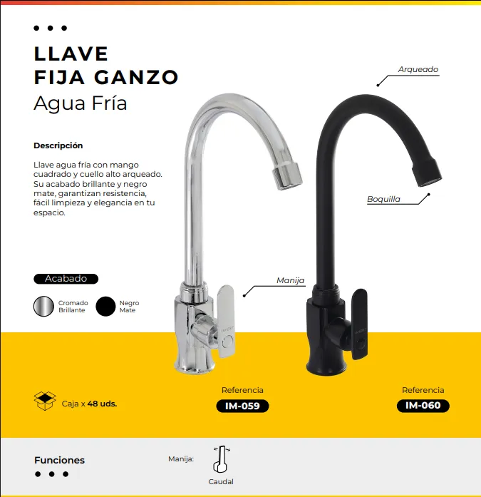 [IM-059] JGA-44C LLAVE AGUA FRIA FIJA GANSO CROMADA