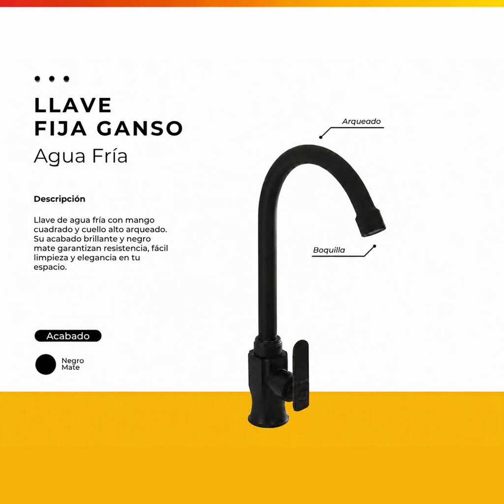 JGA-44N LLAVE AGUA FRIA FIJA GANSO NEGRA