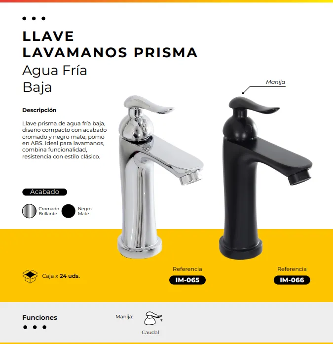 [IM-066] JGA-48N LLAVE AGUA FRIA BAJA LAVAMANOS PRISMA NEGRA