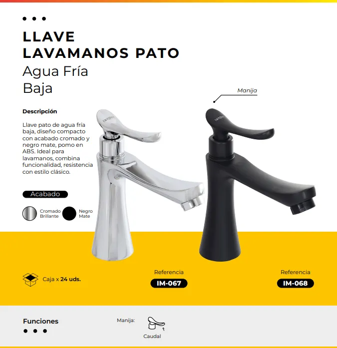 [IM-068] JGA-49N LLAVE AGUA FRIA BAJA LAVAMANOS PATO NEGRA
