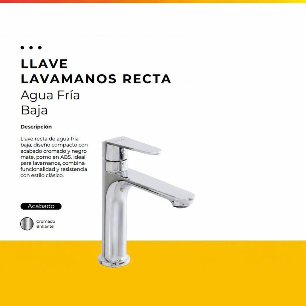 [IM-069] JGA-50C LLAVE AGUA FRIA BAJA LAVAMANOS RECTA CROMADA