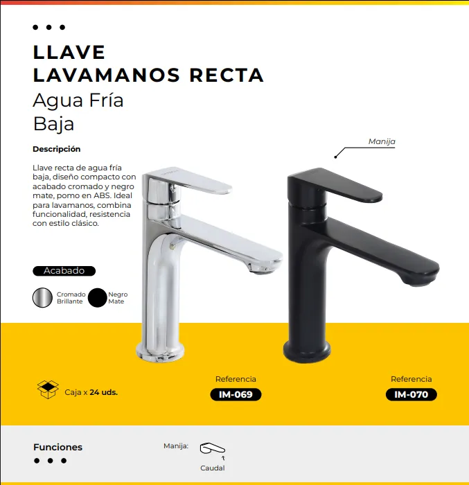 [IM-069] JGA-50C LLAVE AGUA FRIA BAJA LAVAMANOS RECTA CROMADA