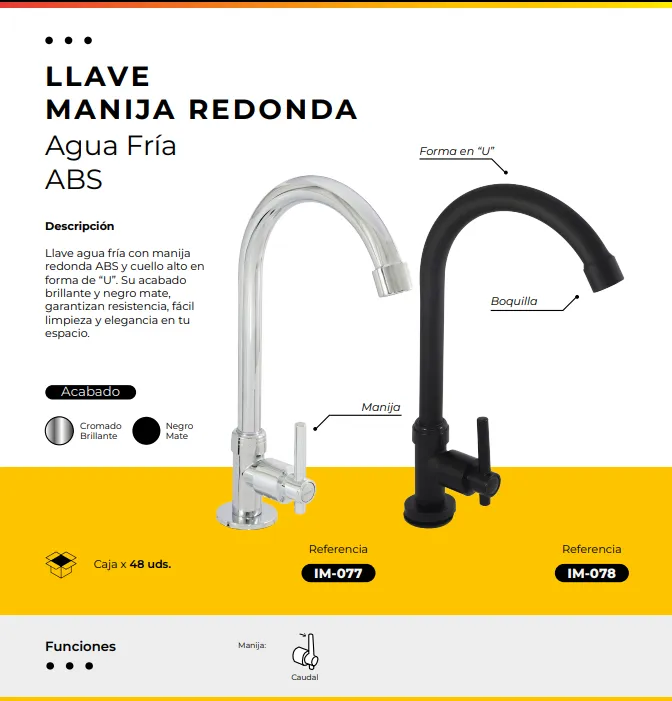 [IM-077] JG17-7 LLAVE AGUA FRIA MANIJA REDONDA CROMADA ABS