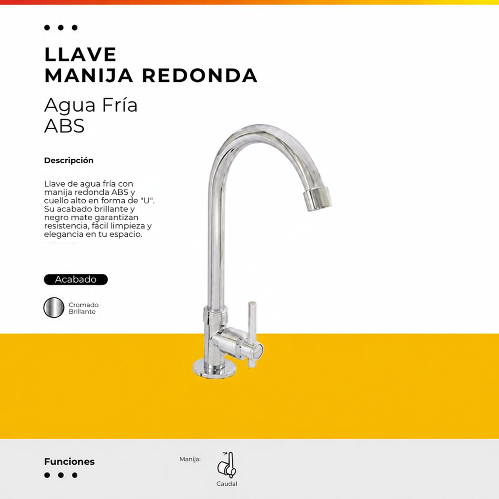 [IM-077] JG17-7 LLAVE AGUA FRIA MANIJA REDONDA CROMADA ABS