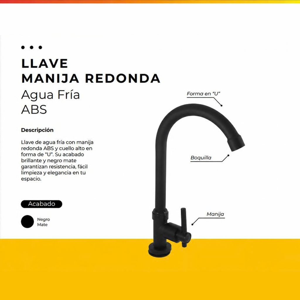 JG17-8 LLAVE AGUA FRIA MANIJA REDONDA NEGRA ABS