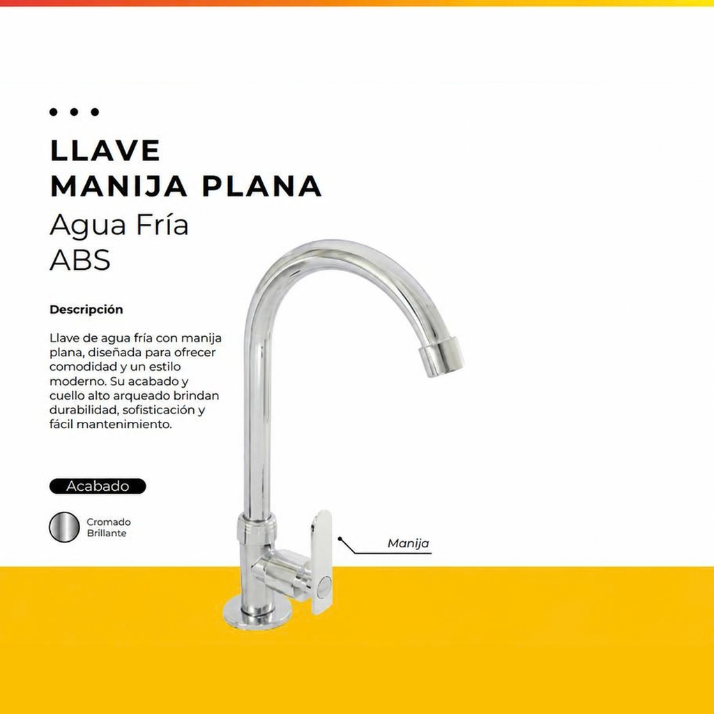 [IM-079] JG17-9 LLAVE AGUA FRIA MANIJA PLANA CROMADA ABS