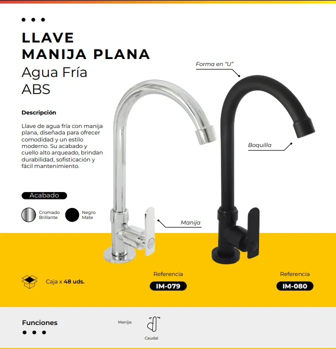 [IM-079] JG17-9 LLAVE AGUA FRIA MANIJA PLANA CROMADA ABS