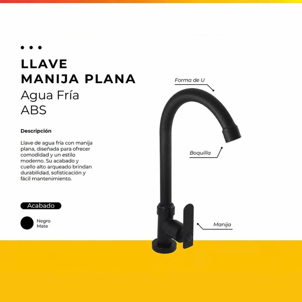 JG17-10 LLAVE AGUA FRIA MANIJA PLANA NEGRA ABS