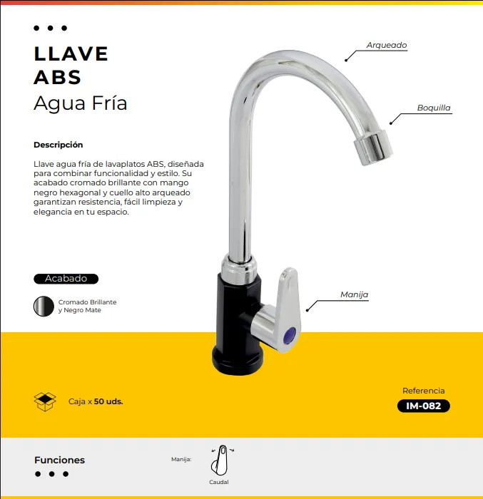 [IM-082] JG-P1 LLAVE AGUA FRIA AZUL CROMADA ABS