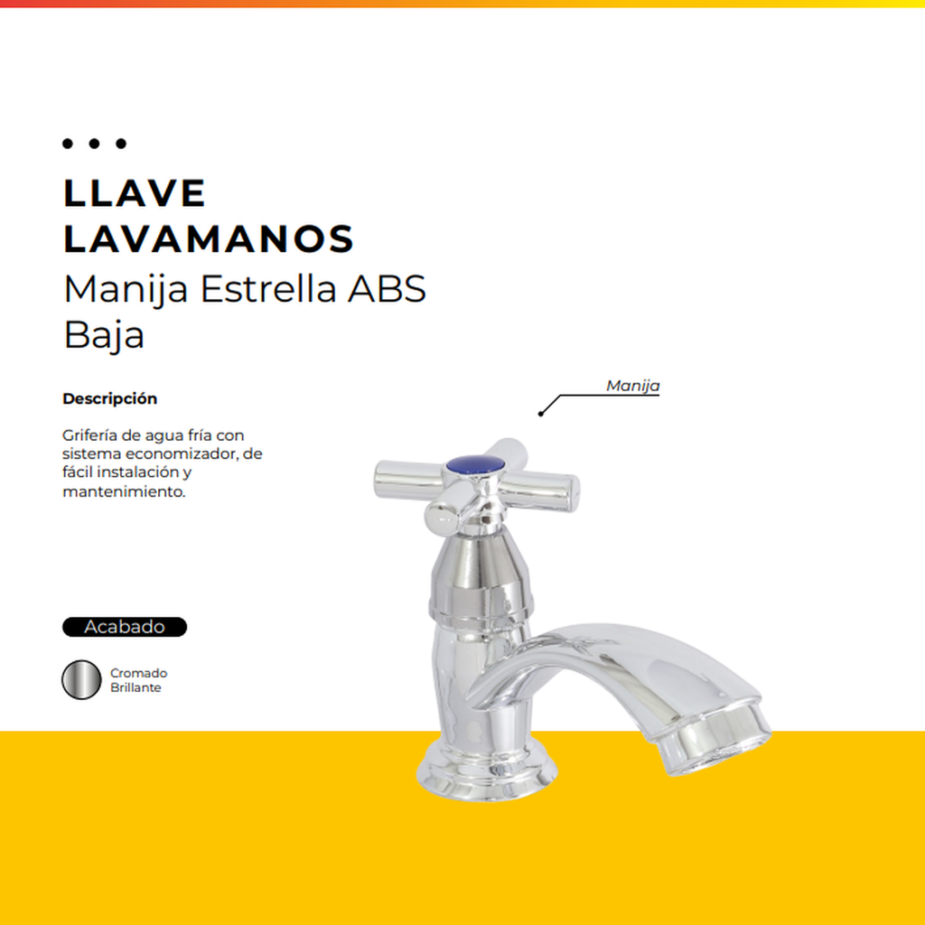 [IM-084] JG-P6 LLAVE LAVAMANOS CROMADA MANIJA ESTRELLA ABS