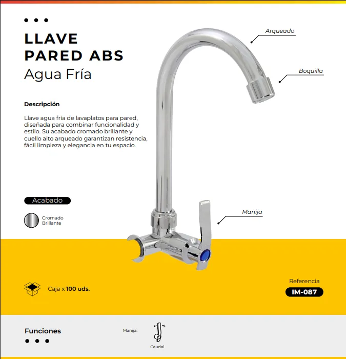 [IM-087] JG-P12 LLAVE AGUA FRIA PARED CROMADA ABS