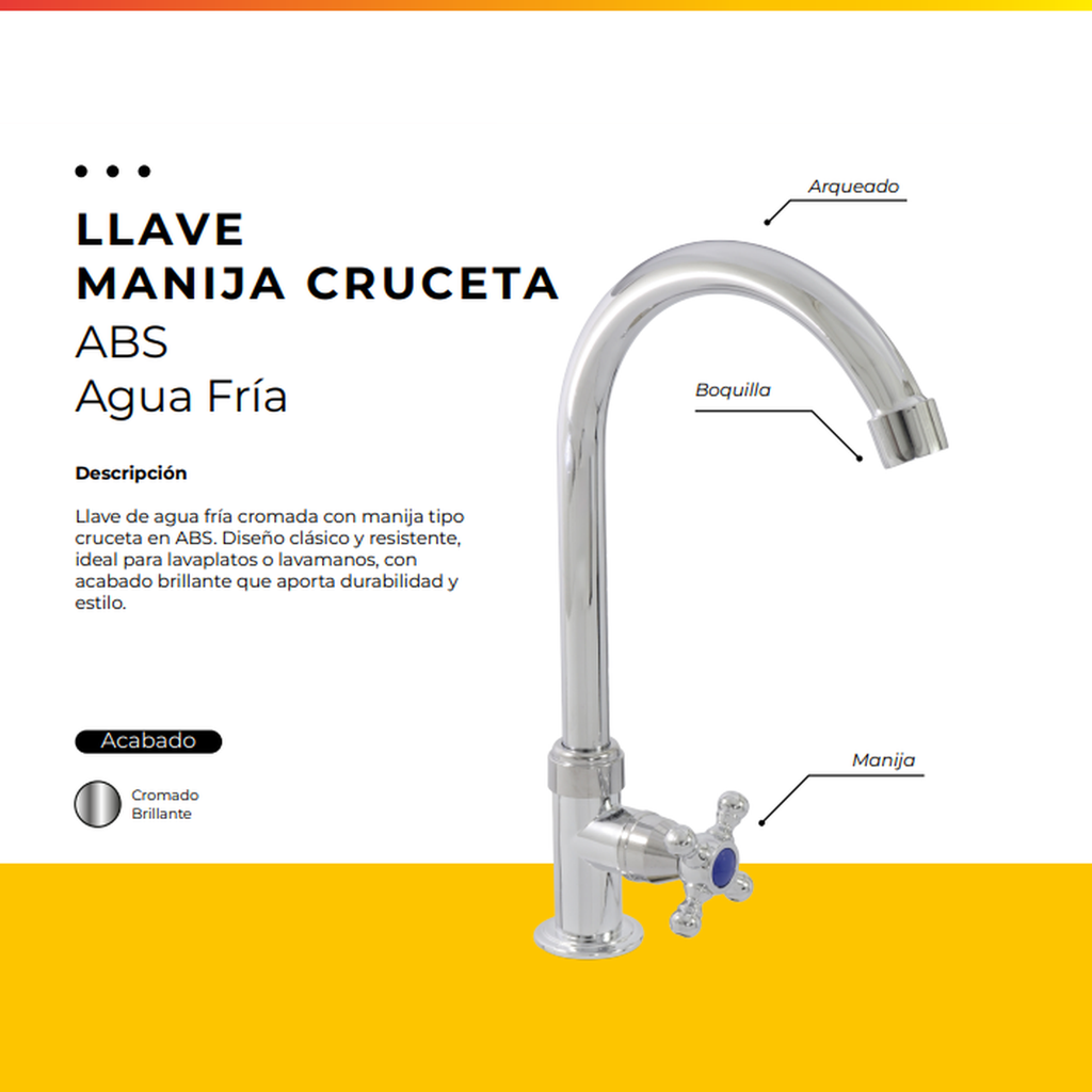 [IM-088] JG-P14 LLAVE AGUA FRIA CROMADA MANIJA CRUCETA ABS