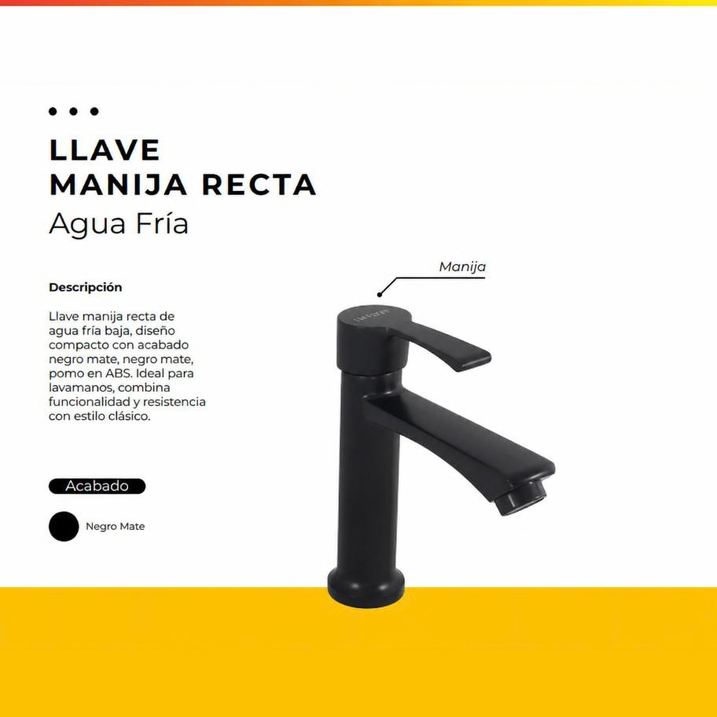 [IM-097] JGA-47N LLAVE LAVAMANOS AGUA FRIA MANIJA RECTA NEGRA