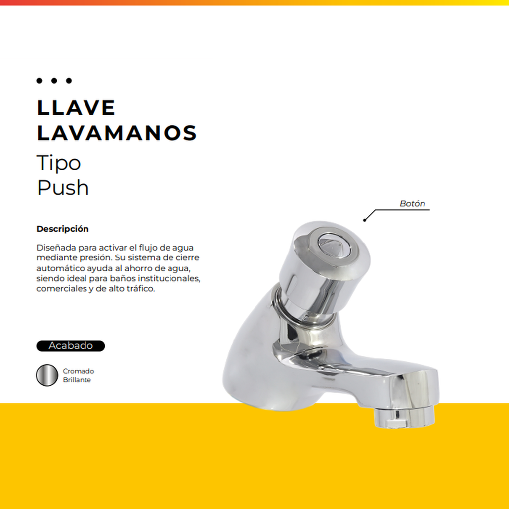 [IM-102] LLAVE LAVAMANOS TIPO PUSCH CROMADA (JGA-24)