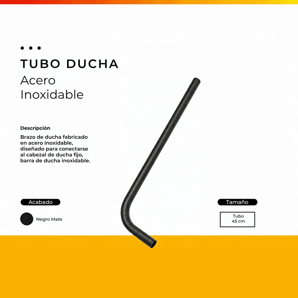 TUBO DUCHA ACERO INOXIDABLE 45CM NEGRO (JG-038)