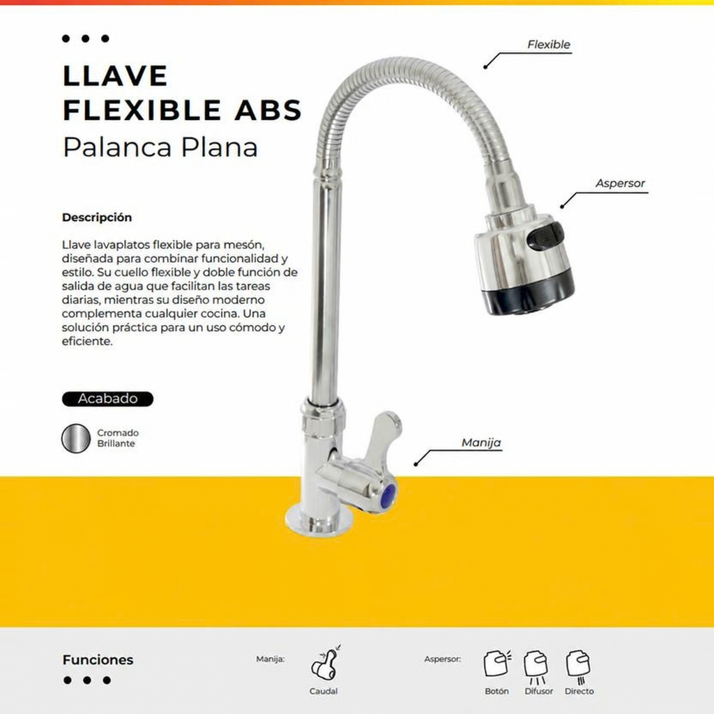 LLAVE FLEXIBLE BASE ABS CUELLO METALICO NUEVA
