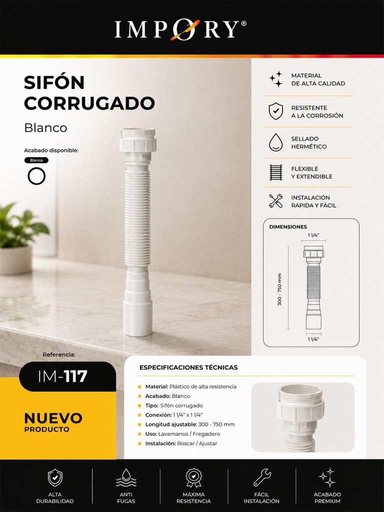 [IM-117] SIFON CORRUGADO BLANCO