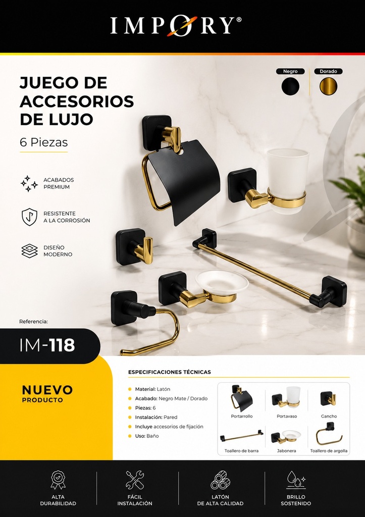 JUEGO DE ACCESORIOS DE LUJO 6 PIEZAS