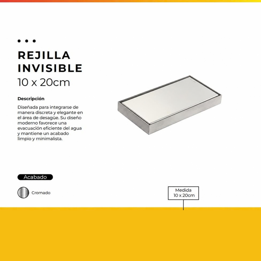 [IM-126] REJILLA INVISIBLE 10X20 CM CROMADA