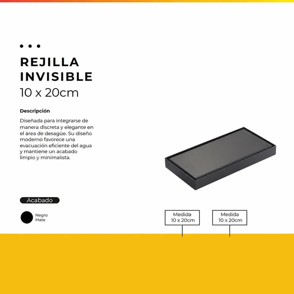 [IM-127] REJILLA INVISIBLE 10X20 CM NEGRA