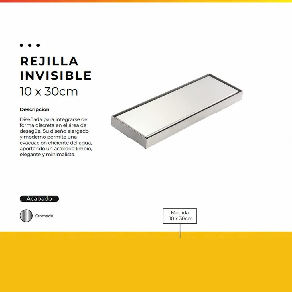 [IM-128] REJILLA INVISIBLE 10X30 CM CROMADA