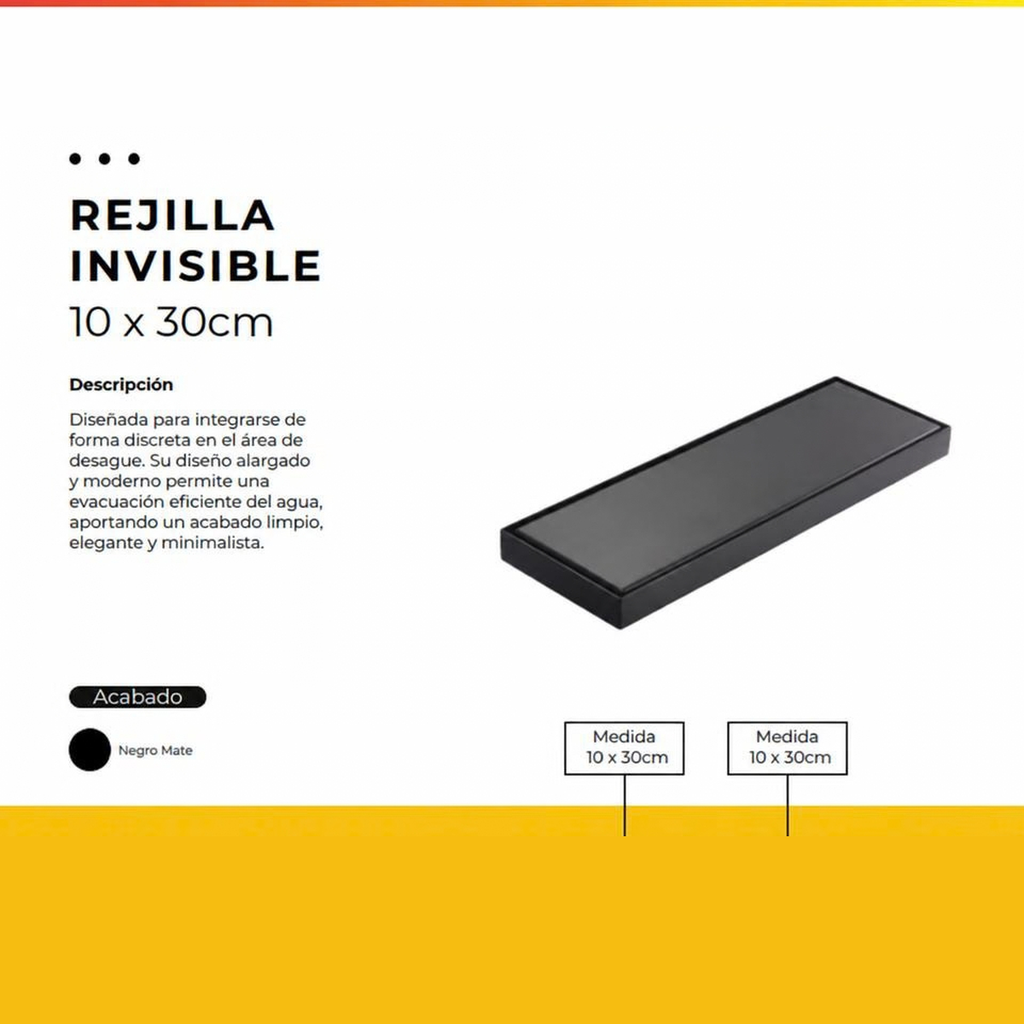 [IM-129] REJILLA INVISIBLE 10X30 CM NEGRA