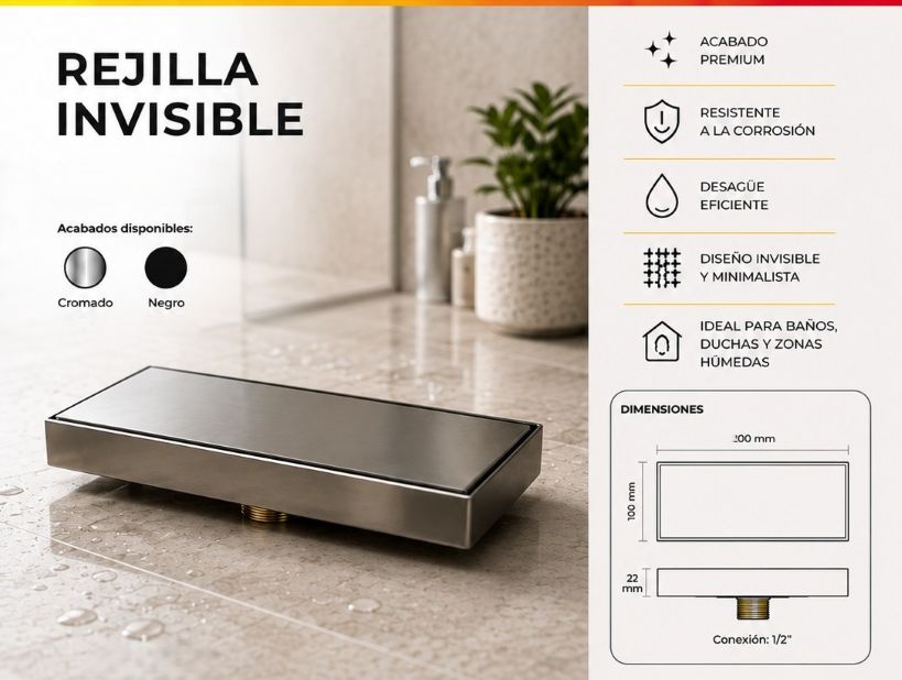 [IM-124] REJILLA INVISIBLE CROMADO 10 X 10 CM