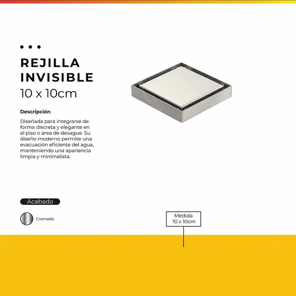 [IM-124] REJILLA INVISIBLE CROMADO 10 X 10 CM