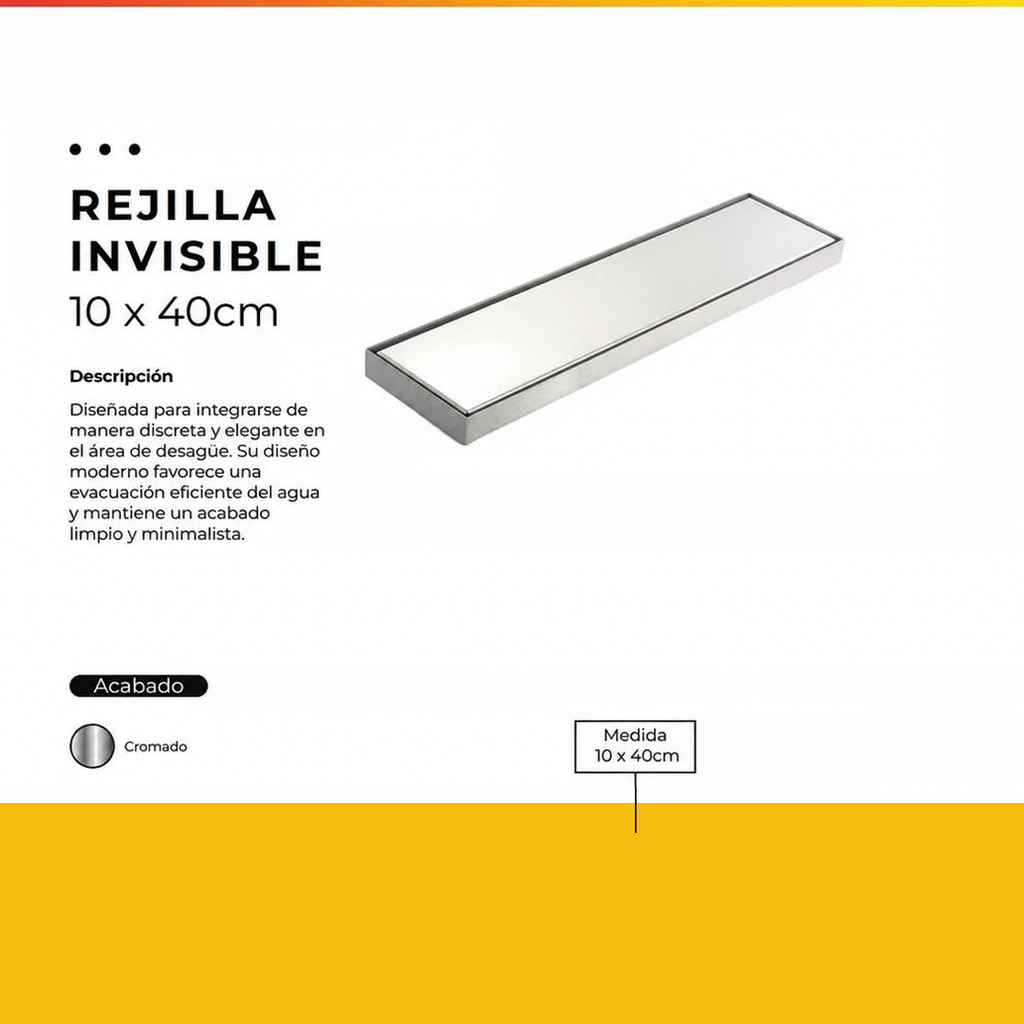 [IM-130] REJILLA INVISIBLE CROMADO 10 X 40 CM